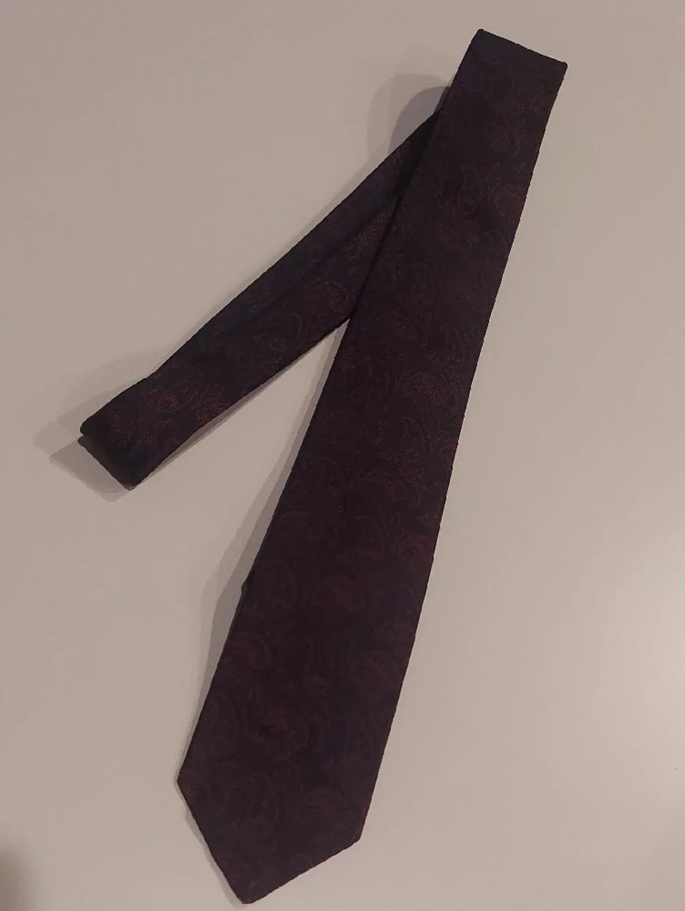 Vintage Phil A Halle Paisley Silk Tie in Dark Red and Black